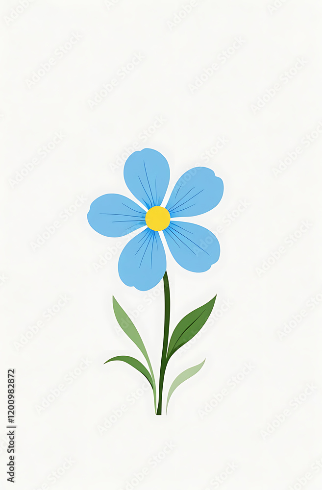Naklejka premium Minimalist vector illustration of a forget-me-not flower with simple, elegant design, Created with generative AI. 