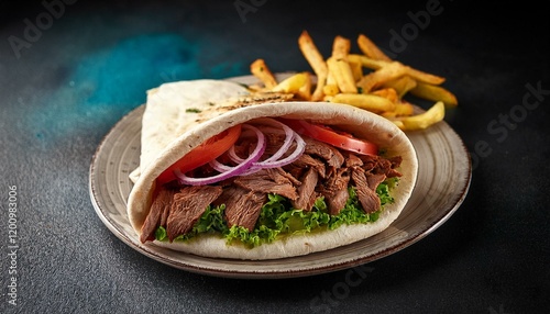 Beef doner kebab. Generated image photo