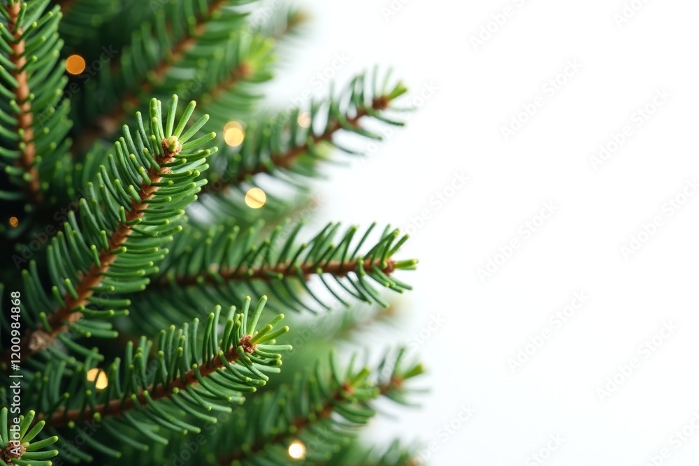 White background fir tree with pine garland plant, pine, evergreen, holiday White background fir tree with pine garland plant, pine, evergreen, holiday