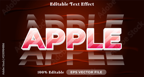 Apple text effect, trendy graphic style editable text