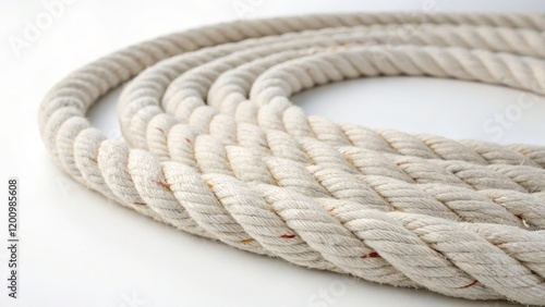 Close-up of a coiled, natural-color rope.