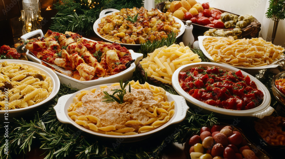 Pasta, spaghetti and macaroni vector menu of Italian cuisine. Penne, farfalle and fusilli, conchiglie, lasagna and rigatoni, linguine, fettuccine and ditalini with olives, rosemary and garlic frame Pasta, spaghetti and macaroni vector menu of Italian cuisine. Penne, farfalle and fusilli, conchiglie, lasagna and rigatoni, linguine, fettuccine and ditalini with olives, rosemary and garlic frame