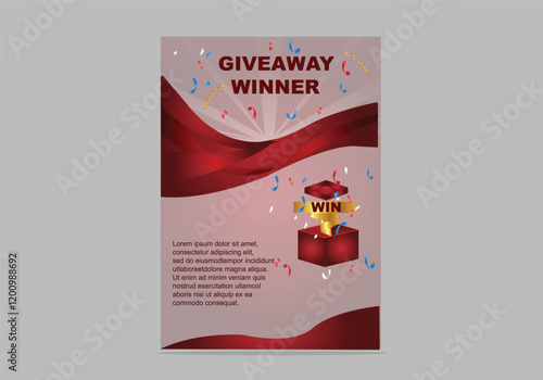 Giveaway Enter to win prizes with a gift box exploding in confetti's. Vector illustration flyer design contests with prizes.