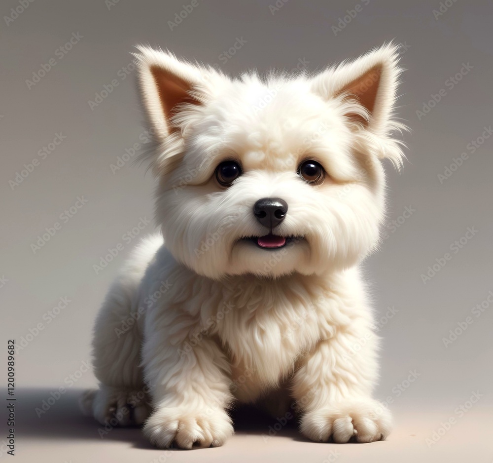 Illustration of fluffy and cute small dog. Illustration of fluffy and cute small dog.