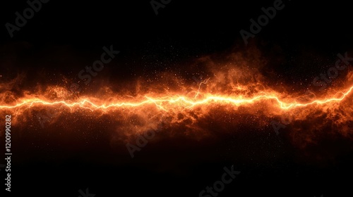 Fiery energy stream, dark space, background glow, design element