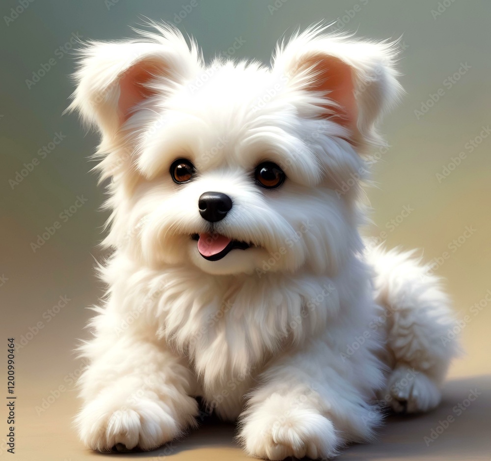 Illustration of fluffy and cute small dog. Illustration of fluffy and cute small dog.