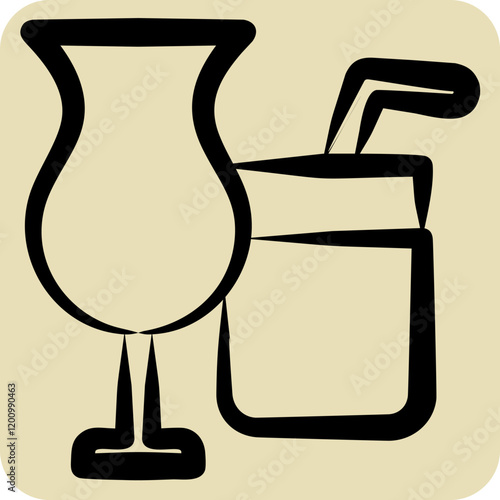 Icon Juices. related to Restaurant symbol. hand drawn style. design editable