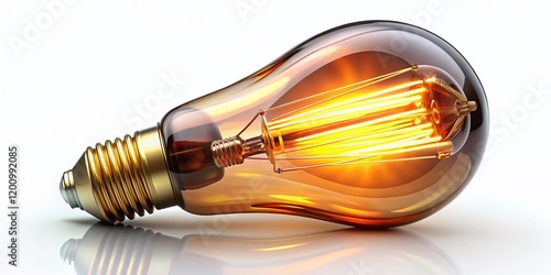 Wallpaper Mural Classic Edison Light Bulb, White Background, Illuminated Electricity, PNG Torontodigital.ca