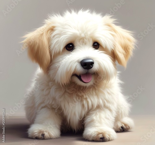 Illustration of fluffy and cute small dog.