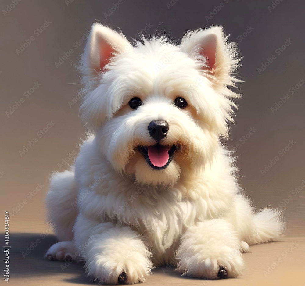 Illustration of fluffy and cute small dog. Illustration of fluffy and cute small dog.