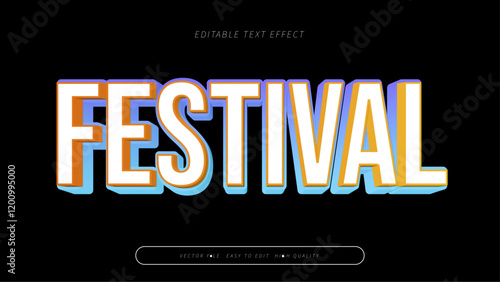 festival editable text effect with blue white black orange bold gradient style