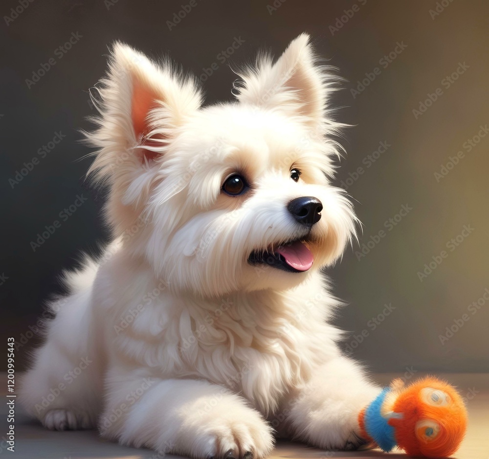 Illustration of fluffy and cute small dog. Illustration of fluffy and cute small dog.