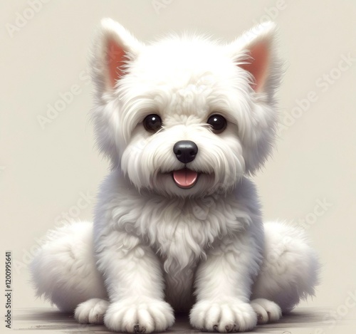 Illustration of fluffy and cute small dog.