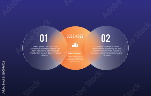 glassmorph infographic chart circle orange gradient