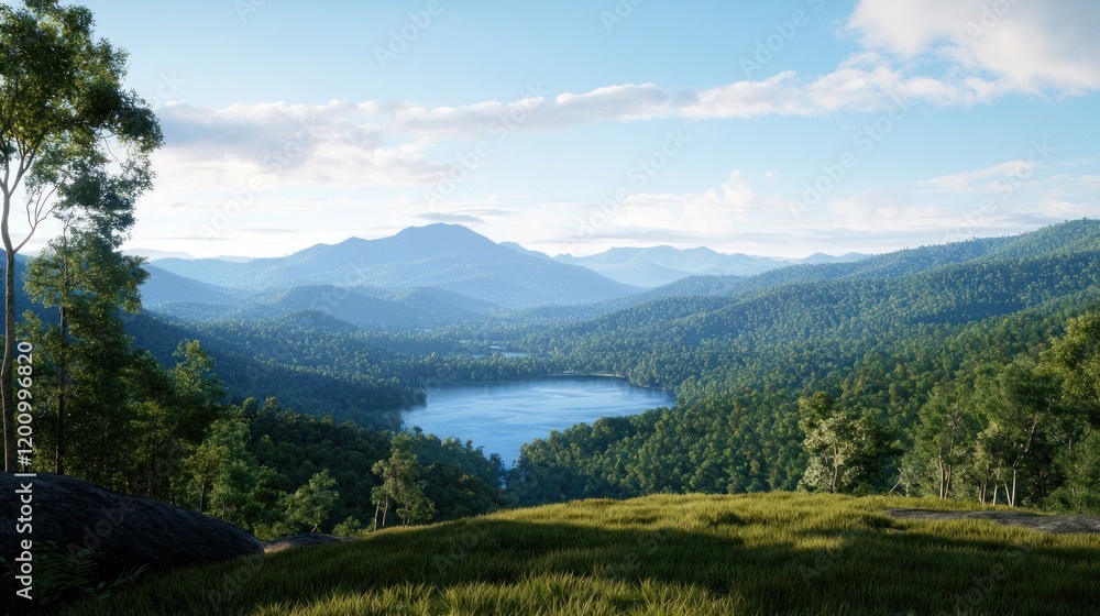 Serene Mountain Lake Landscape Serene Mountain Lake Landscape