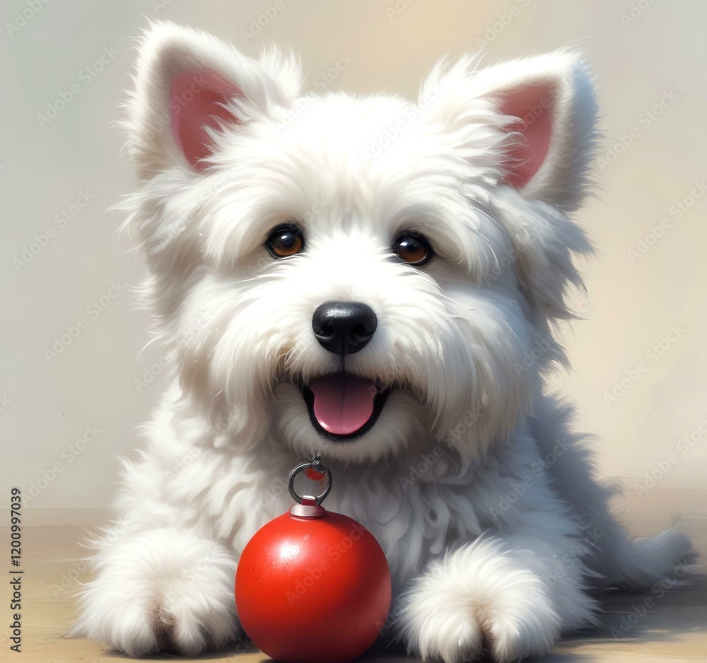 Illustration of fluffy and cute small dog. Illustration of fluffy and cute small dog.