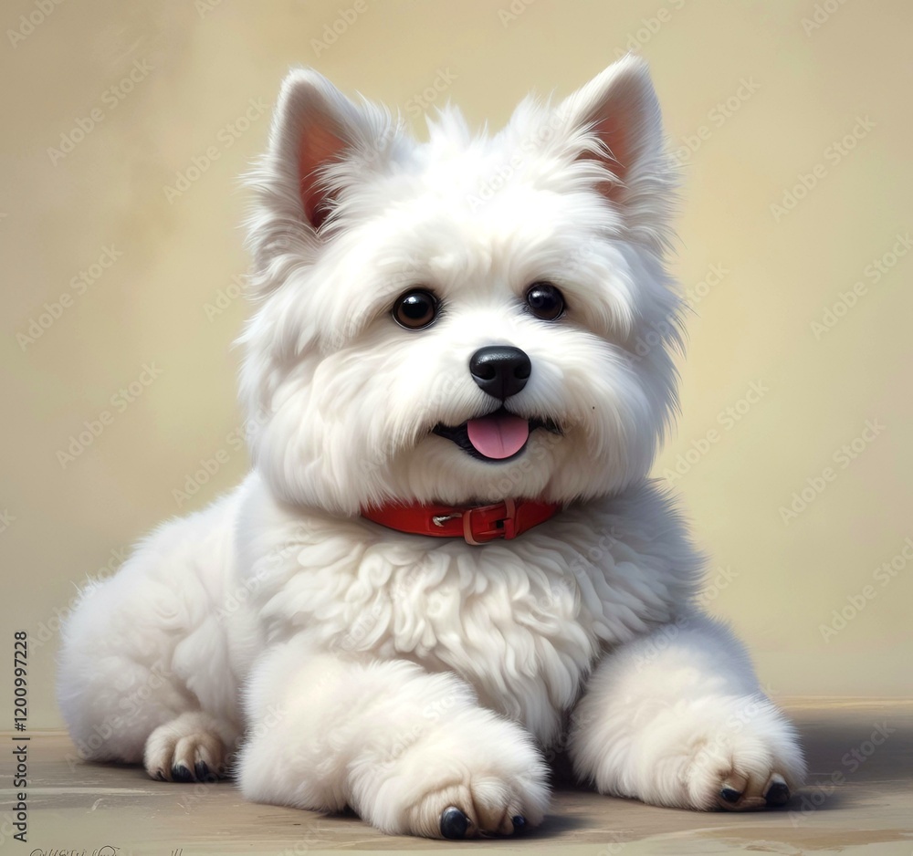 Illustration of fluffy and cute small dog. Illustration of fluffy and cute small dog.