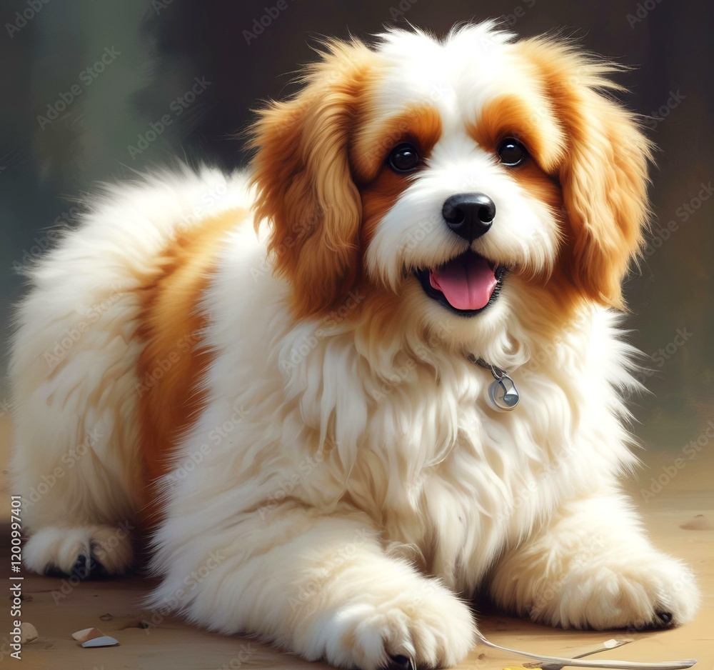 Illustration of fluffy and cute small dog. Illustration of fluffy and cute small dog.