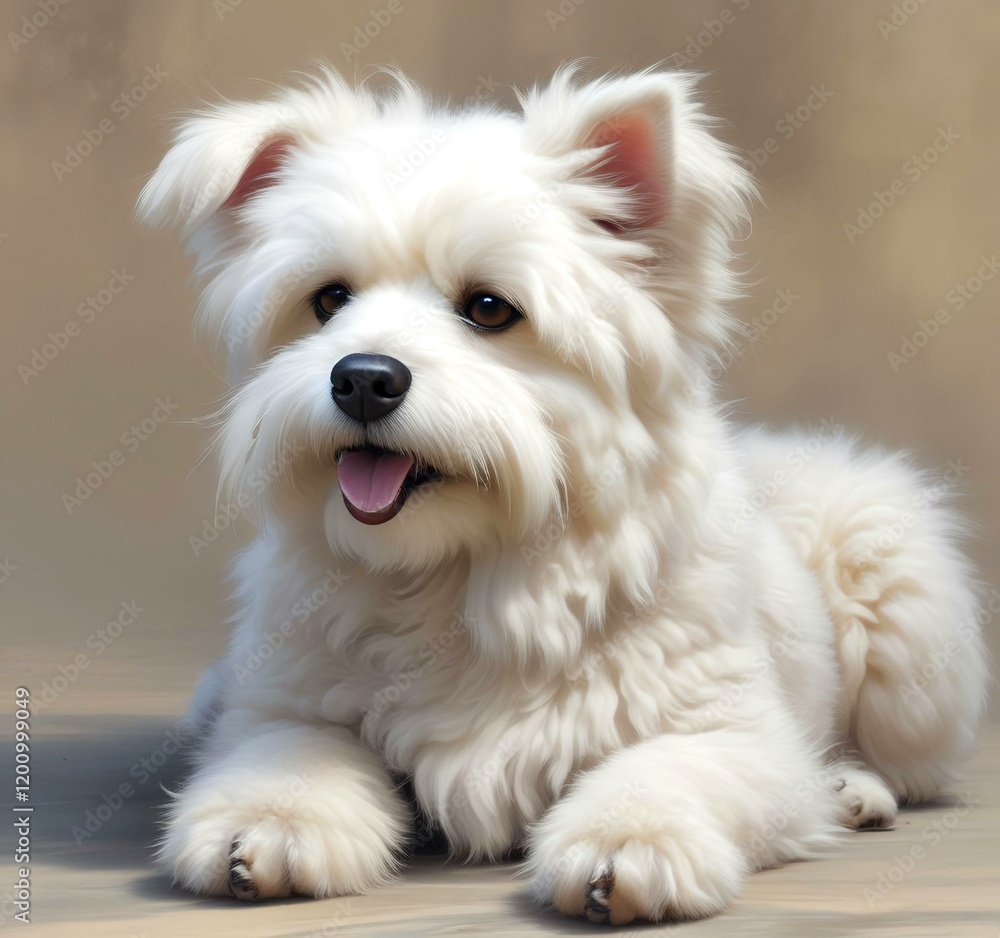 Illustration of fluffy and cute small dog. Illustration of fluffy and cute small dog.