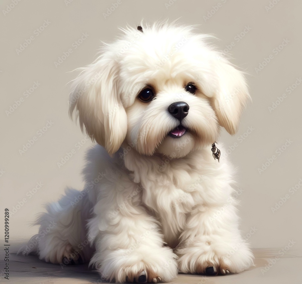 Illustration of fluffy and cute small dog. Illustration of fluffy and cute small dog.