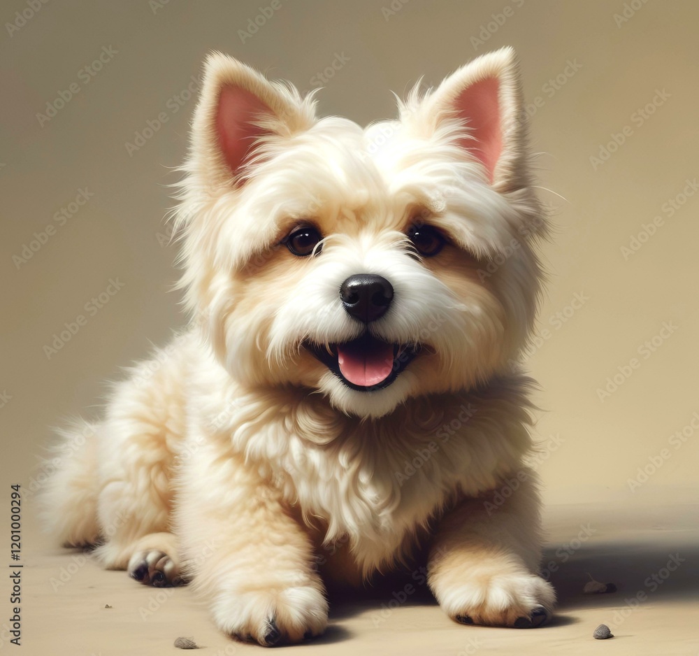 Illustration of fluffy and cute small dog. Illustration of fluffy and cute small dog.