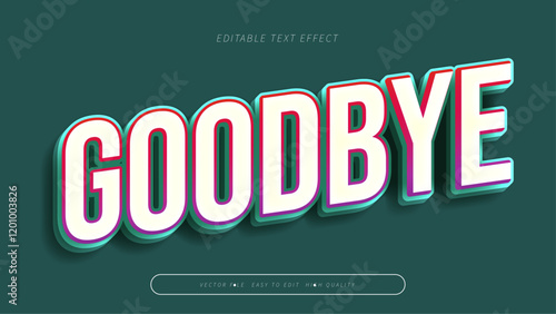 goodbye gradient text effect editable modern typography vector
