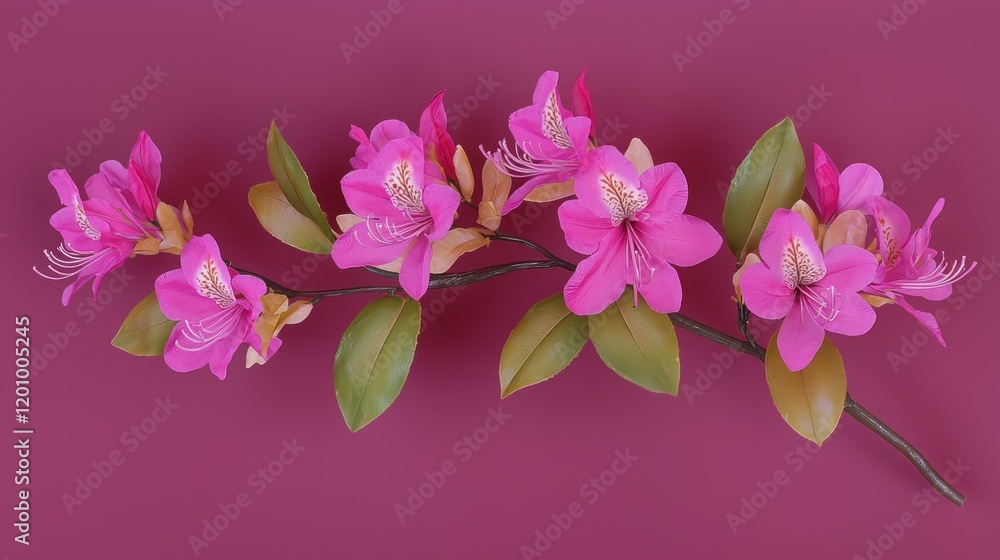 Pink azalea branch, studio shot, magenta background, floral design Pink azalea branch, studio shot, magenta background, floral design