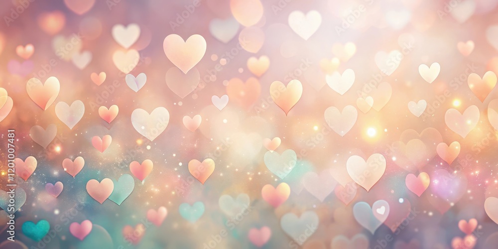 Pastel Hearts Shimmering Background with Soft Glow and Subtle Sparkle Pastel Hearts Shimmering Background with Soft Glow and Subtle Sparkle
