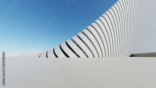 Fototapeta Naklejka Na Ścianę i Meble -  3d render of abstract modern architecture with empty cement floor, minimal exterior, car presentation background