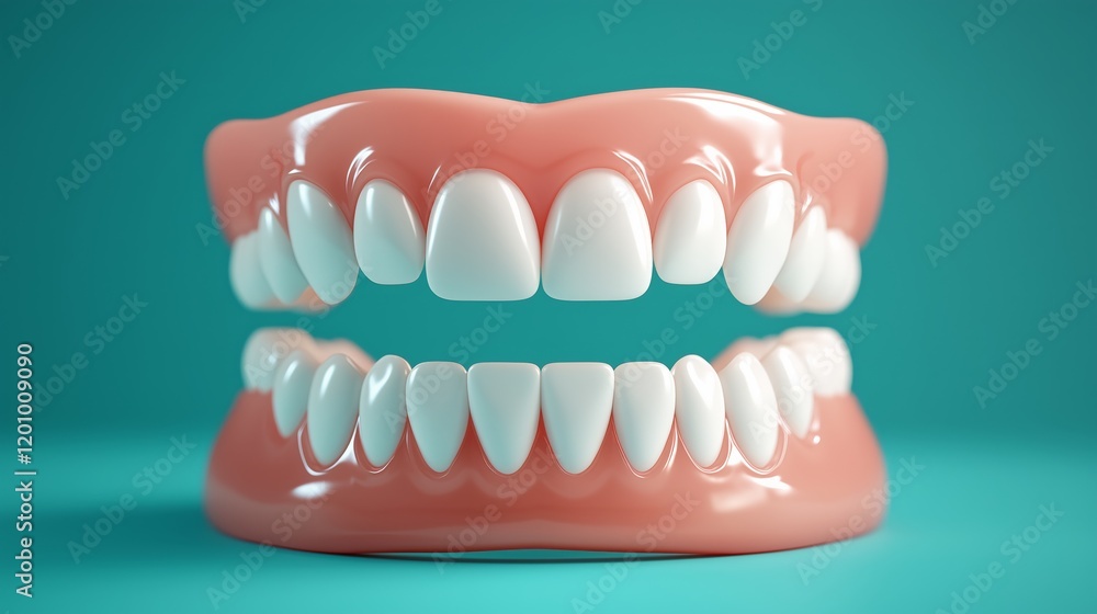 Obraz premium Realistic dental model showcasing human teeth on a bright background for educational purposes