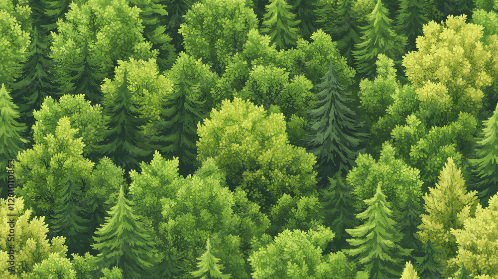 Cartoon forest and garden green trees, seamless pattern background, vector. Park nature landscape with pine and fir trees wood, leaves of birch, maple and oak, summer woodlands plants pattern Cartoon forest and garden green trees, seamless pattern background, vector. Park nature landscape with pine and fir trees wood, leaves of birch, maple and oak, summer woodlands plants pattern