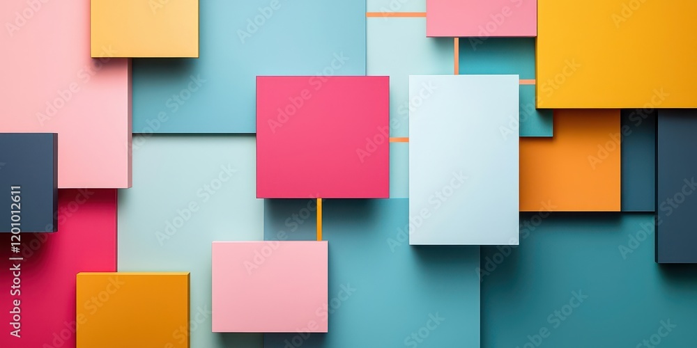 A vibrant arrangement of colorful geometric shapes in various sizes. A vibrant arrangement of colorful geometric shapes in various sizes.