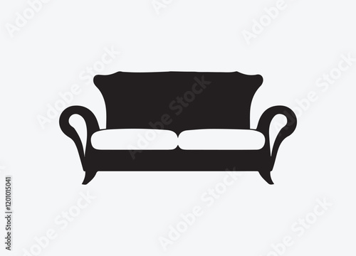 Furniture icons set for living room vector illustration silhouette