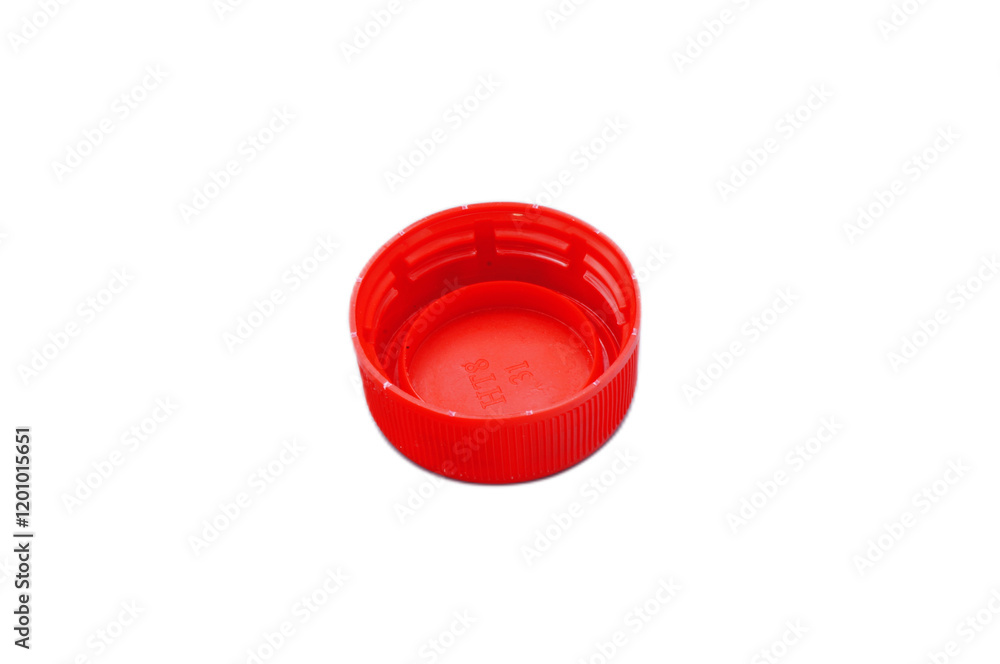 Bright Red Plastic Bottle Cap Isolated on White Background Bright Red Plastic Bottle Cap Isolated on White Background