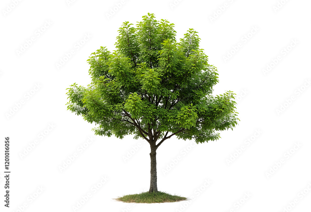 Full green tree with visible trunk on transparent background Full green tree with visible trunk on transparent background