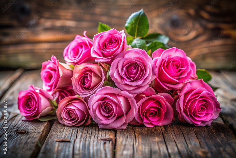 Delicate Pink Roses on Rustic Wooden Table - Romantic Floral Still Life Photography Delicate Pink Roses on Rustic Wooden Table - Romantic Floral Still Life Photography