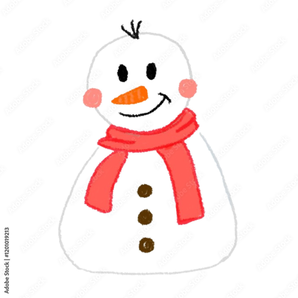 Snowman with red scarf and hair Snowman with red scarf and hair