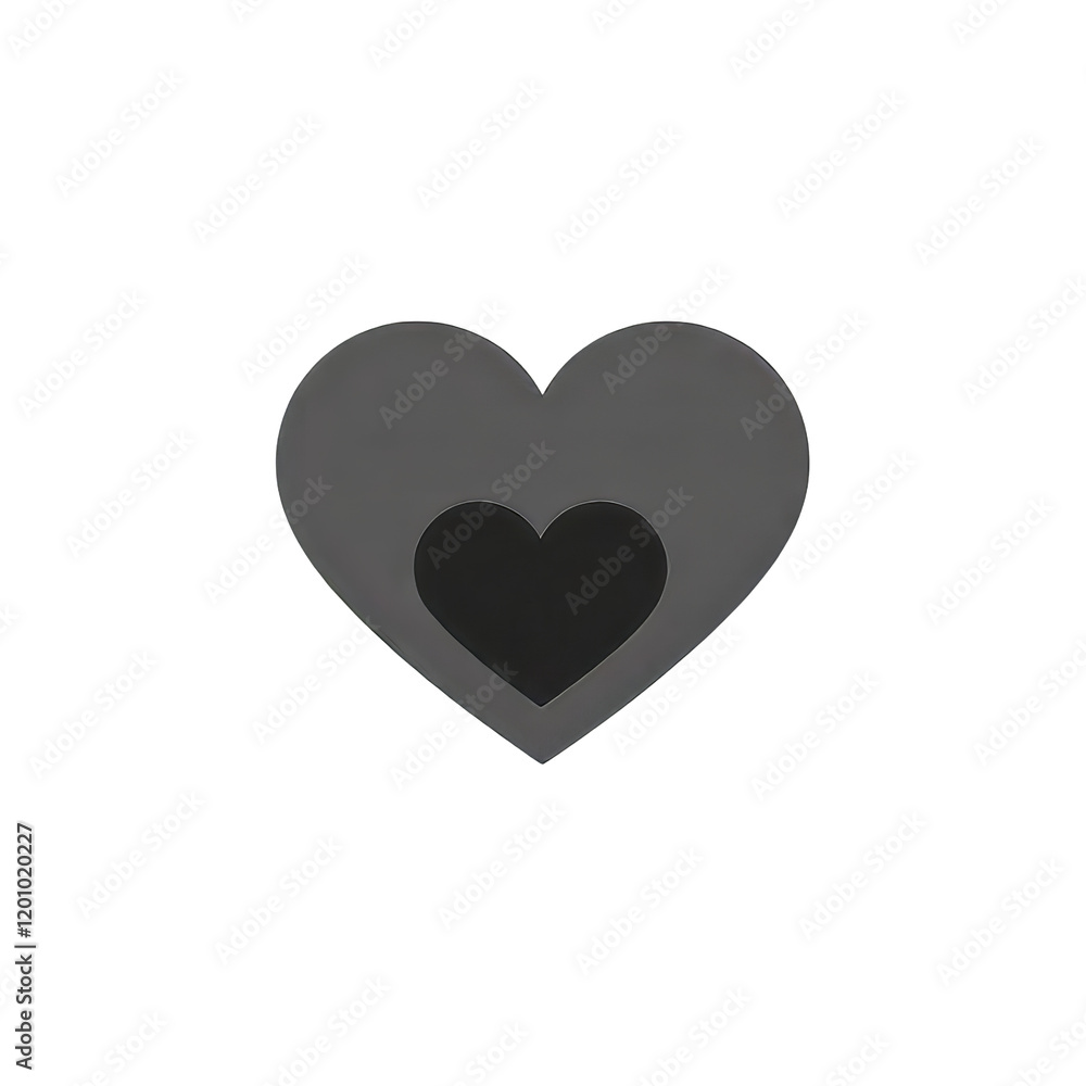 Gray heart shape with a smaller black heart cutout on transparent background Gray heart shape with a smaller black heart cutout on transparent background