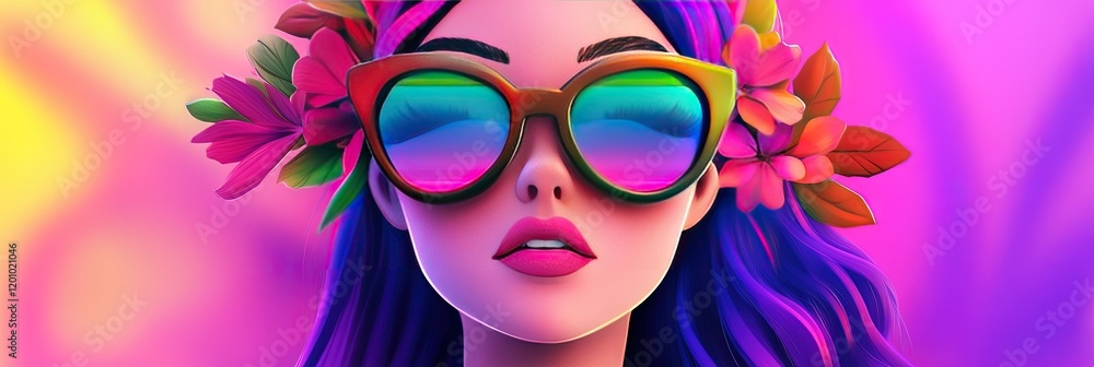 Fototapeta premium cartoon animation modern woman hippie