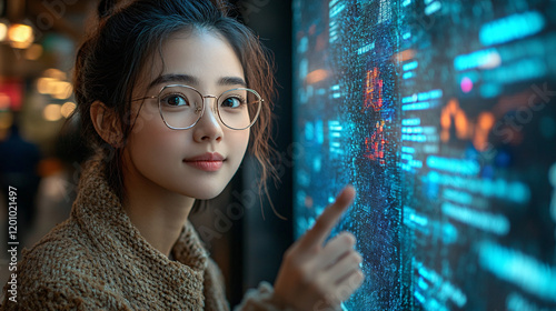 a woman wearing glasses photo