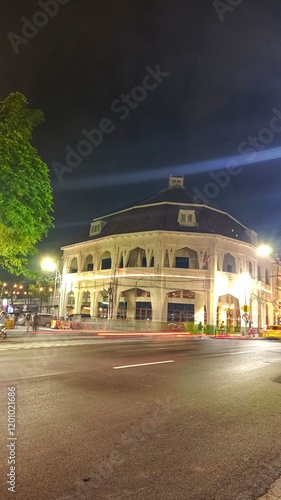 Jalan Tunjungan, Surabaya, Indonesia - January 25, 2024: night atmosphere on Jalan Tunjungan which has become iconic in Surabaya photo