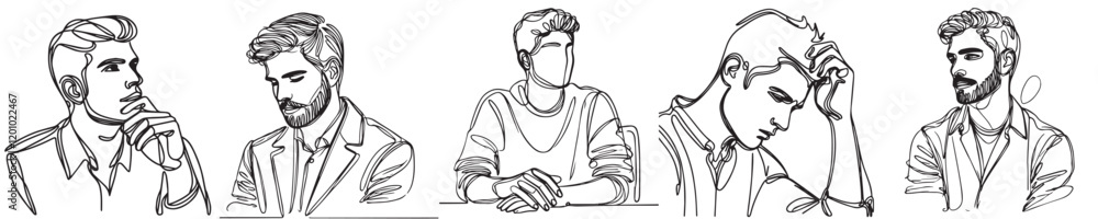 vector set of men with continuous line style vector set of men with continuous line style