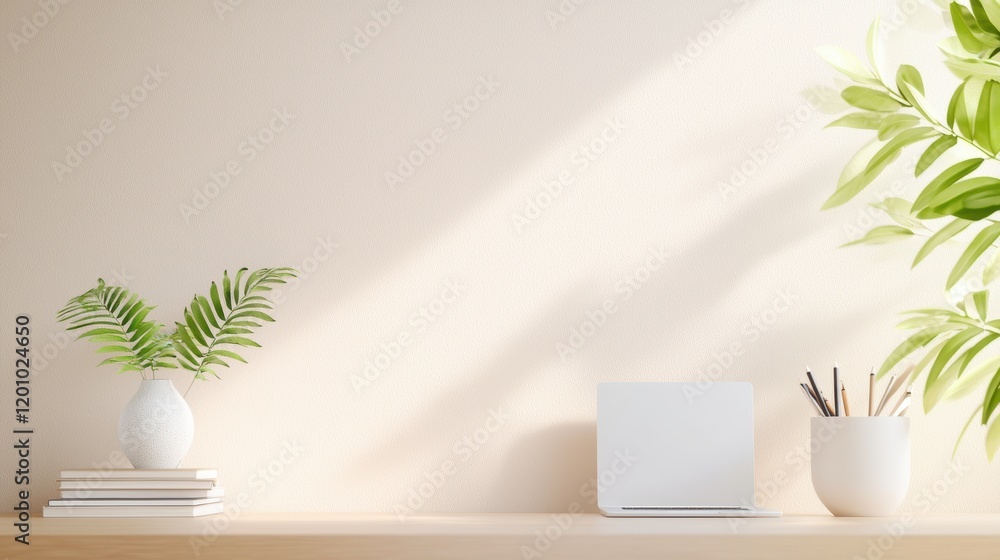Modern Minimalist Beige Room Home office setup in a minimalist beige room with a neutral toned desk, ergonomic chair, and minimal decor. Modern Minimalist Beige Room Home office setup in a minimalist beige room with a neutral toned desk, ergonomic chair, and minimal decor.