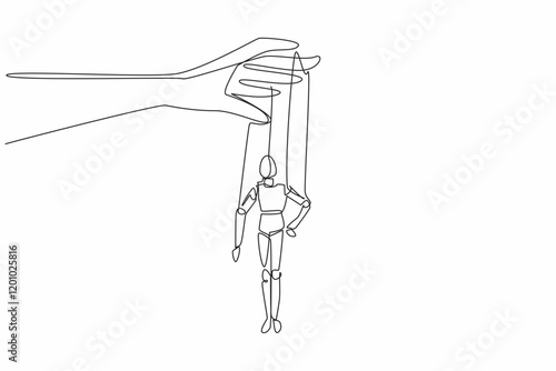 Single continuous line drawing fingers playing hand puppet. The puppeteer has story to perform. Staging contemporary. A show of ambition. National Day of Puppetry. One line design vector illustration