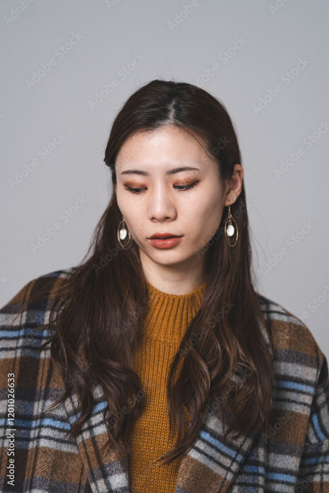 冬ファッションの女性