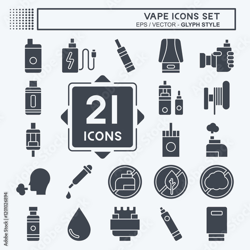 Icon Set Vape. related to Holiday symbol. glyph style. design editable