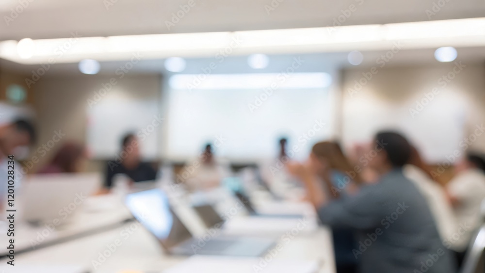 Dynamic Workshop Blur: A blurred setting of a business workshop with engaged participants.
Dynamic Workshop Blur: A blurred setting of a business workshop with engaged participants.