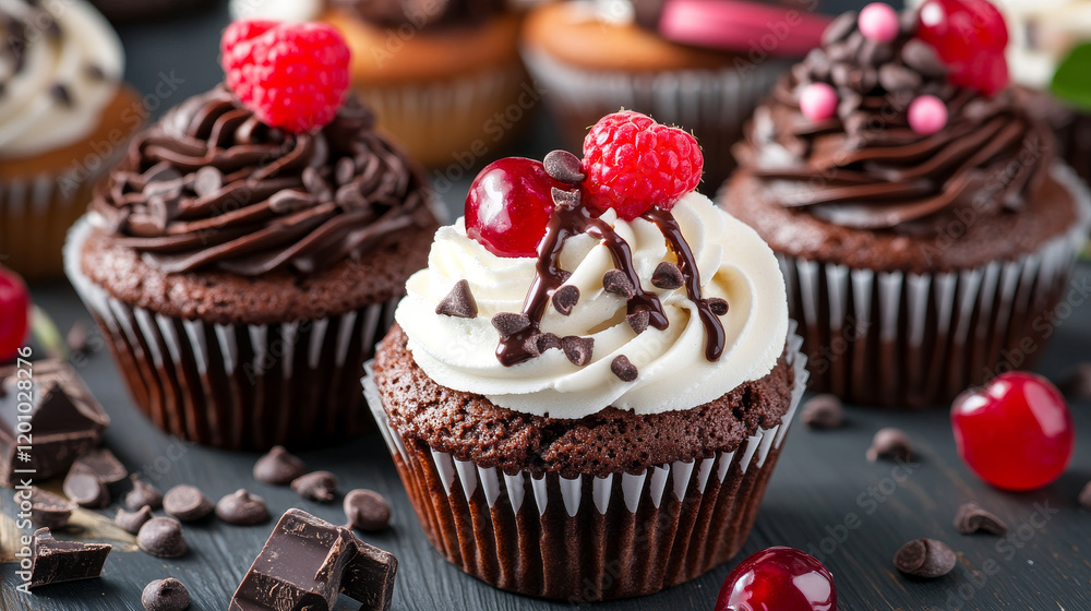Pastry cakes and cupcakes desserts vector icons for patisserie or cafeteria menu design. Chocolate tiramisu or brownie torte, cherry pie or sweet candy muffin and charlotte pudding with ribbons. Pastry cakes and cupcakes desserts vector icons for patisserie or cafeteria menu design. Chocolate tiramisu or brownie torte, cherry pie or sweet candy muffin and charlotte pudding with ribbons.