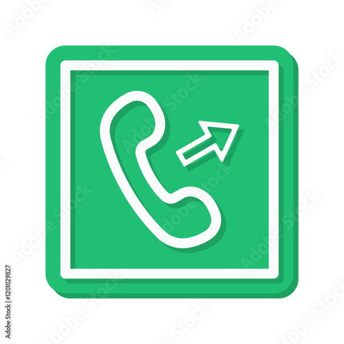 A bold green phone call icon vector with an arrow symbol, perfect for indicating outgoing calls in communication apps or contact related design