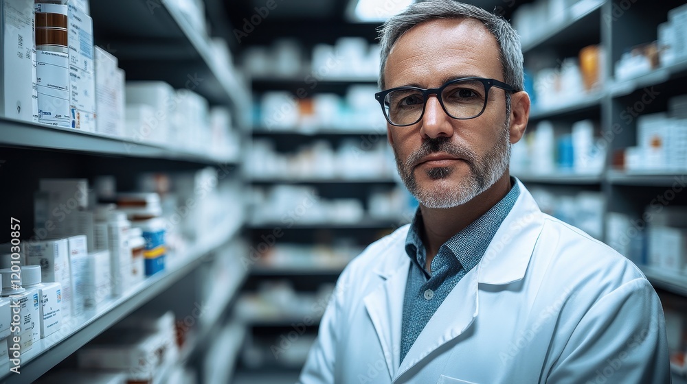 Fototapeta premium Professional Portrait of a Pharmacist in a Pharmacy Setting